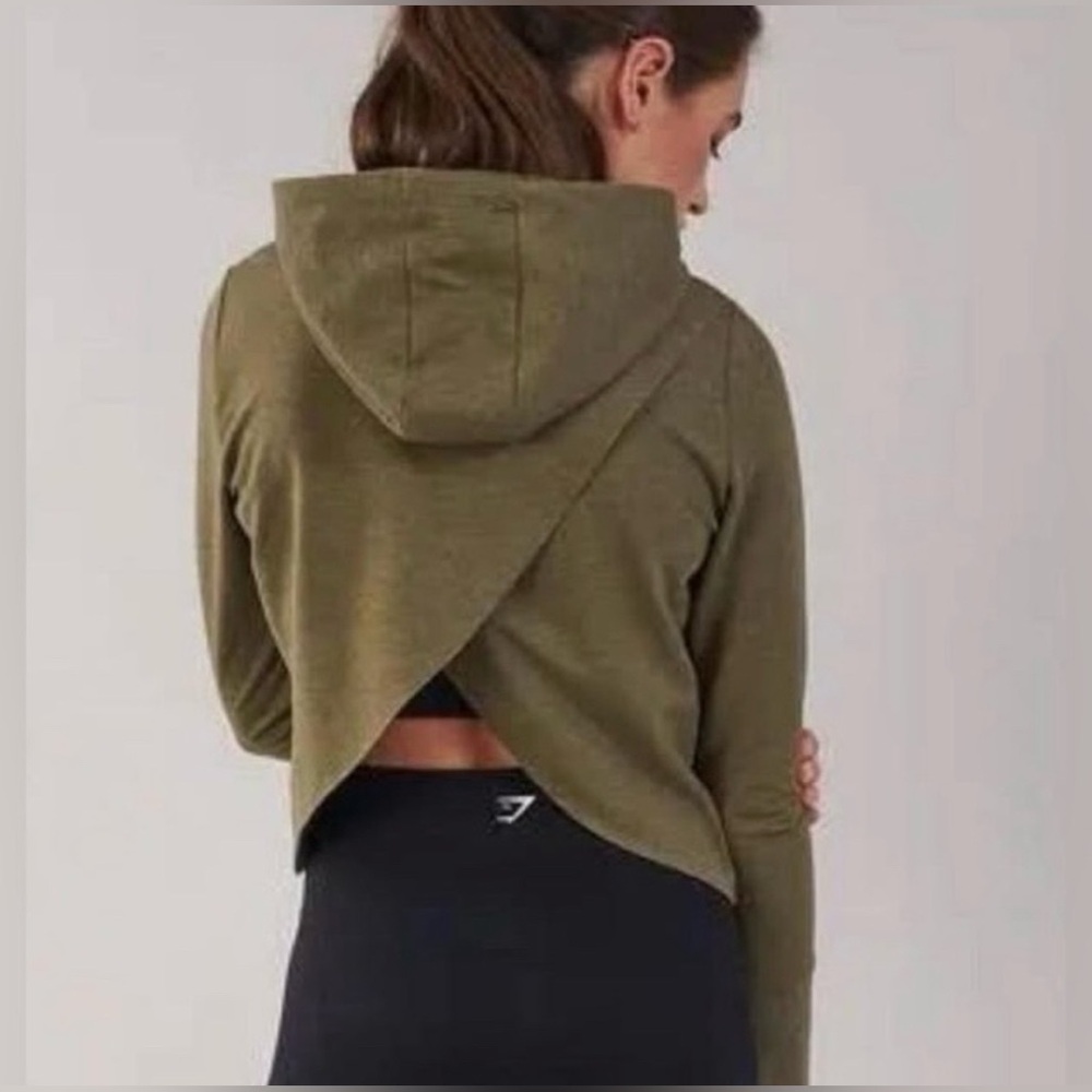 Gymshark Khaki Women's Crossback Hoodie - Picture 3 of 8